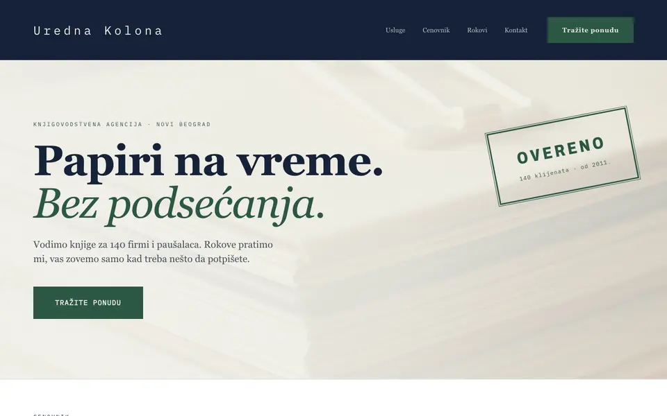 Primer sajta: Knjigovodstvo