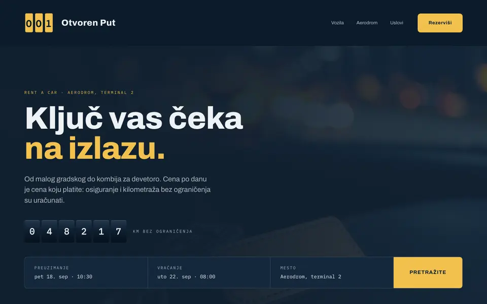 Primer sajta: Rent-a-car